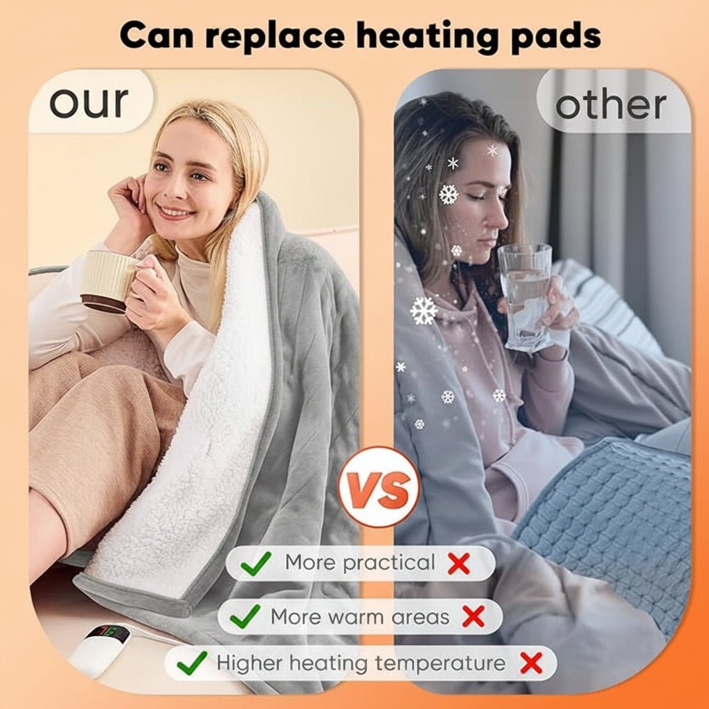 Electric Heated Blanket Throw 50 x 60 Inch Plush Sherpa Fast Heating with Timer and 10 Heat Levels - Electronics with | Sold by Uncle Wiener's Wholesale