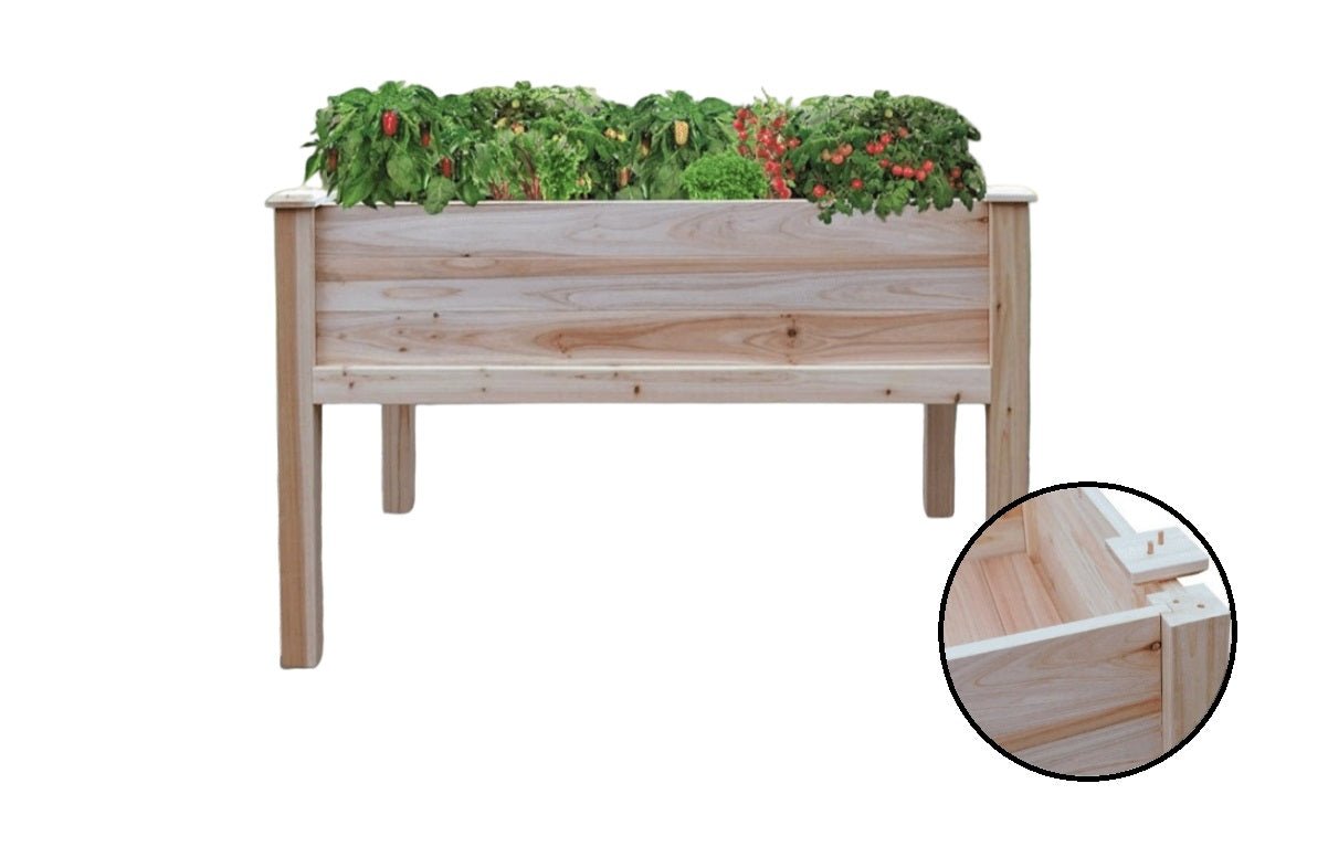 Elevated Fir Wood Garden Planter Box – 48″ × 30.5″ × 31.3″ Raised Planter on Legs RGBH4830 - with | Sold by Uncle Wiener's Wholesale