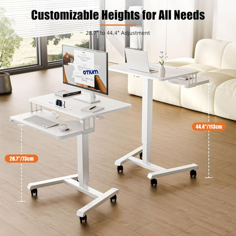 ERGOMAKER Mobile Double - Deck Standing Desk with Keyboard Tray, Ergonomic Desk Height Adjustable Stand Up Table for Home Office Black - with | Sold by Uncle Wiener's Wholesale