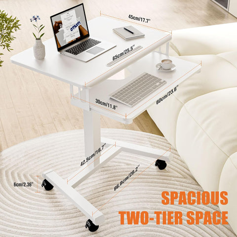 ERGOMAKER Mobile Double - Deck Standing Desk with Keyboard Tray, Ergonomic Desk Height Adjustable Stand Up Table for Home Office Black - with | Sold by Uncle Wiener's Wholesale