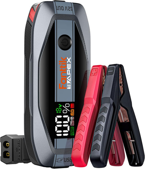 Fanttik T8 APEX 2000 Amp Jump Starter, 20000mAh Car Battery Pack for Up to 8.5L Gasoline and 6L Diesel Engines with LED Display, 65W PD Fast Charger,12V Extreme Safe Lithium Portable Jump Starter - with | Sold by Uncle Wiener's Wholesale