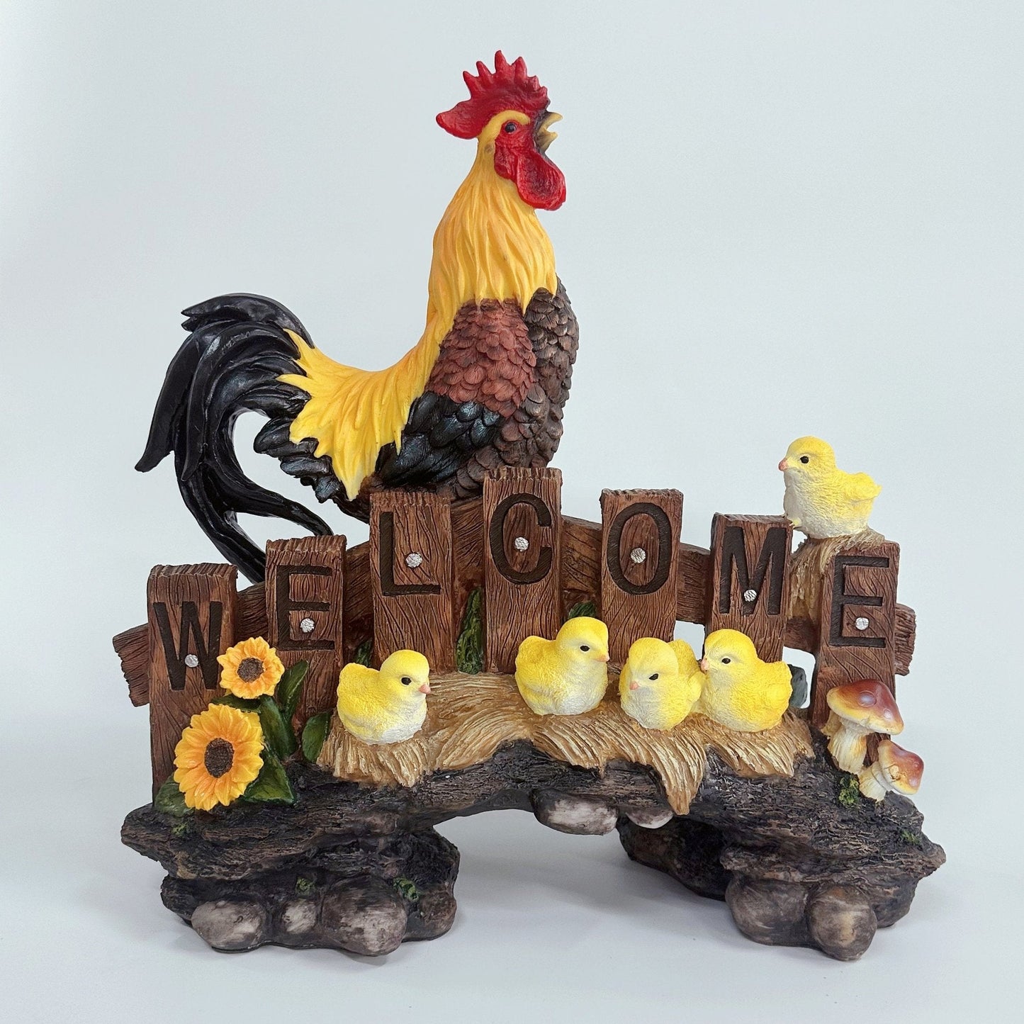 Farm Animal Resin Statues – Pig, Goose, Hen, Rooster Yard Decor Indoor Outdoor Rustic Garden Ornaments - with Rooster Welcome Sign Statue | Sold by Uncle Wiener's Wholesale