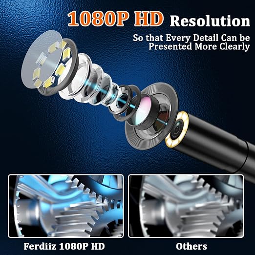 Ferdiiz Dual Lens 1080P Endoscope Camera – 4.3" IPS Screen, IP67 Waterproof Borescope with 32.8FT/10M Semi-Rigid Cable & Adjustable LED Lights - Electronics with | Sold by Uncle Wiener's Wholesale