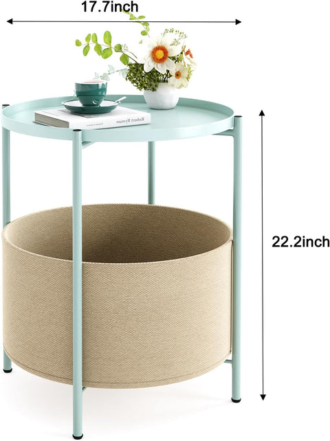 FIXWAL Round Side Table with Fabric Storage Basket – Modern Metal End Table for Living Room, Bedroom, or Office – 11132024 - with SALE PRICE: $19.95 EA | Sold by Uncle Wiener's Wholesale