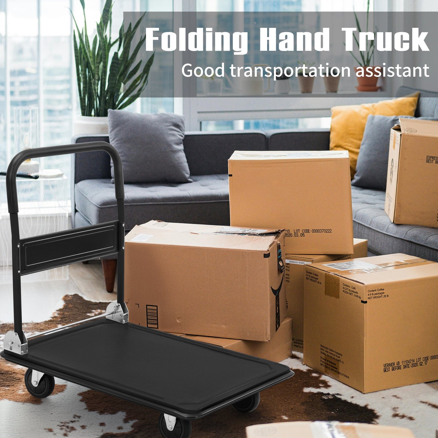 Folding Steel Platform Cart 660 lb Capacity Heavy Duty Warehouse Dolly AMMPC300 - with | Sold by Uncle Wiener's Wholesale