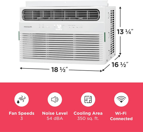 Frigidaire 8,000 BTU Smart Window Air Conditioner with Wi - Fi, Cools Up to 350 Sq. Ft., Remote Control, Quiet Operation, Eco Mode, 3 Fan Speeds, White - with White | Sold by Uncle Wiener's Wholesale