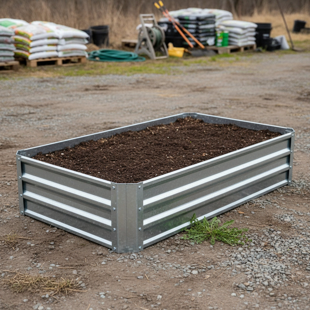 Galvanized Rectangle Raised Garden Bed – Durable Rust - Resistant Outdoor Planter - with 8 FT X 3 FT X 1 FT | Sold by Uncle Wiener's Wholesale