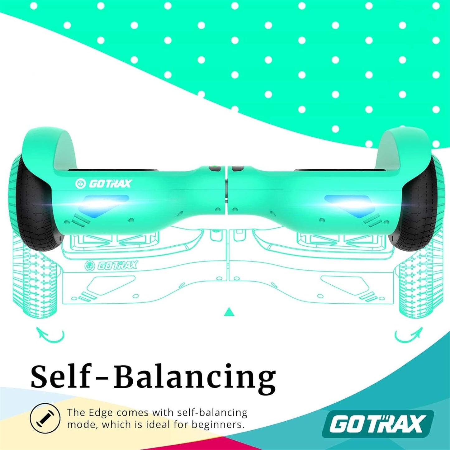 Gotrax EDGE Hoverboard – 6.5" LED Wheels, Dual 200W Motors, UL2272 Self - Balancing Scooter GTXEDGETEAL - with | Sold by Uncle Wiener's Wholesale