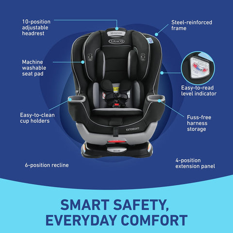 Graco Extend2Fit Convertible Baby Car Seat, Rear and Forward Facing, Adjustable Extension Panel for Extra Legroom, Gotham - with | Sold by Uncle Wiener's Wholesale