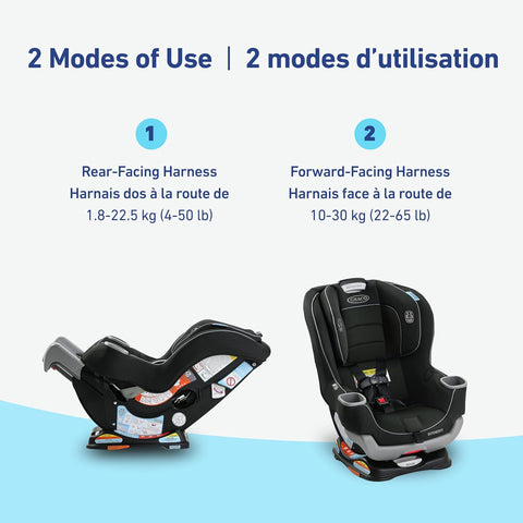 Graco Extend2Fit Convertible Car Seat, 2 - in - 1 Forward & Rear - Facing Baby Car Seat, 1.8 - 30 kg (4 - 65 lb), Titus - with | Sold by Uncle Wiener's Wholesale