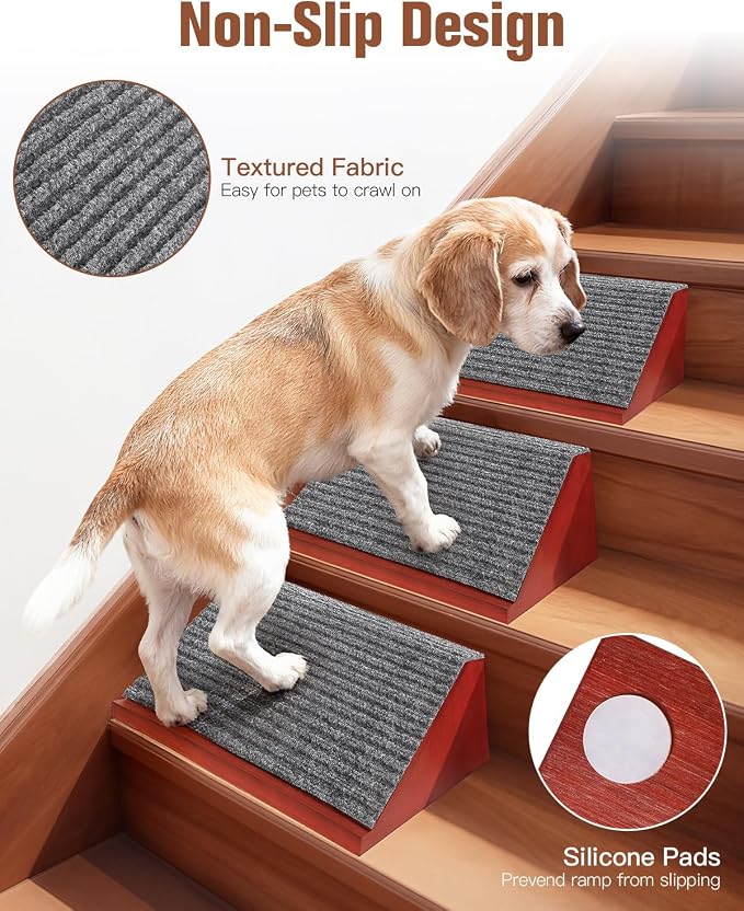 HaiSenseeCo Pet Ramp for Cats & Small Dogs – Non-Slip Wooden Pet Stairs with Fabric Surface, 35cm Gentle Slope - Pet products with | Sold by Uncle Wiener's Wholesale