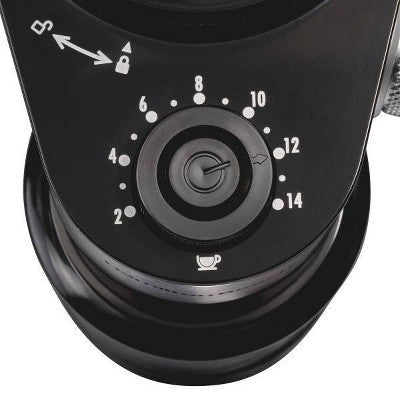 Hamilton Beach Burr Coffee Grinder 80385: 18 Settings, Dishwasher - Safe Parts, 14 Cup Capacity, Black - with Dimensions (Overall): 11 Inches (H) x 8 Inches (W) x 5 Inches (D) | Sold by Uncle Wiener's Wholesale