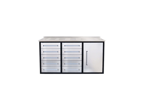 Heavy - Duty 5.5FT Steel Workbench – 10 & 15 Drawer Tool Bench with Locks & EVA Liners - with Stainless 10 Drawers | Sold by Uncle Wiener's Wholesale