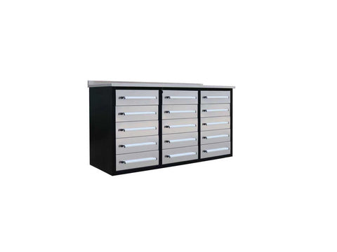 Heavy - Duty 5.5FT Steel Workbench – 10 & 15 Drawer Tool Bench with Locks & EVA Liners - with Red 10 Drawers | Sold by Uncle Wiener's Wholesale