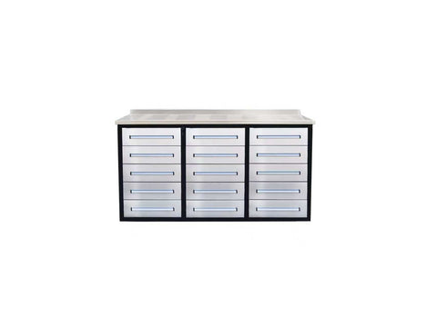 Heavy - Duty 5.5FT Steel Workbench – 10 & 15 Drawer Tool Bench with Locks & EVA Liners - with Stainless 15 Drawers | Sold by Uncle Wiener's Wholesale