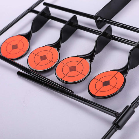 Target stand showing impact-resilient steel paddles