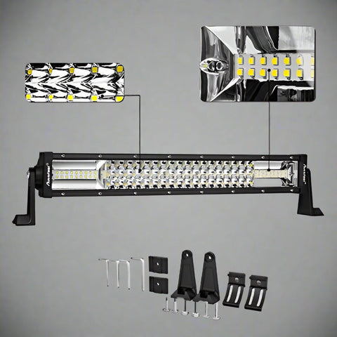 8D 6000K LED Light Bars – Straight and Curved Models
Off-Road Waterproof LED Light Bars with Spot + Flood Beam
Mounted Curved LED Bar on Truck Grill
Aluminum Housing LED Light Bars for Trucks and ATVs
High-Lumen LED Light Bars – Multiple Sizes Available