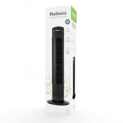 Holmes 29" Oscillating Manual Tower Fan - with Dimensions (Overall): 29 Inches (H) x 9.05 Inches (W) x 9.05 Inches (D) | Sold by Uncle Wiener's Wholesale