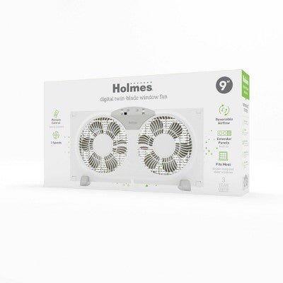 Holmes 9 Digital window fan with remote control - with Dimensions (Overall): 14 Inches (H) x 30 Inches (W) x 5 Inches (D) | Sold by Uncle Wiener's Wholesale