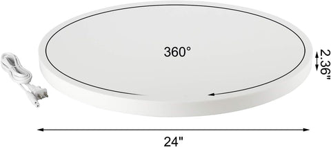 Homend 110V Electric Motorized Rotating Turntable Display Stand, 88lb Load, 360 Degree Rotating in Either Direction, for Photography, Showcase (White, 24inch/60cm) - with | Sold by Uncle Wiener's Wholesale