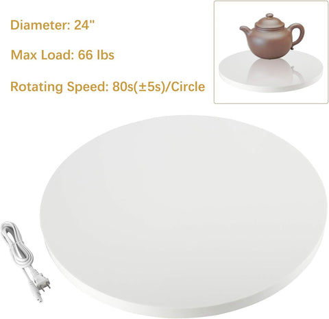 Homend 110V Electric Motorized Rotating Turntable Display Stand, 88lb Load, 360 Degree Rotating in Either Direction, for Photography, Showcase (White, 24inch/60cm) - with | Sold by Uncle Wiener's Wholesale