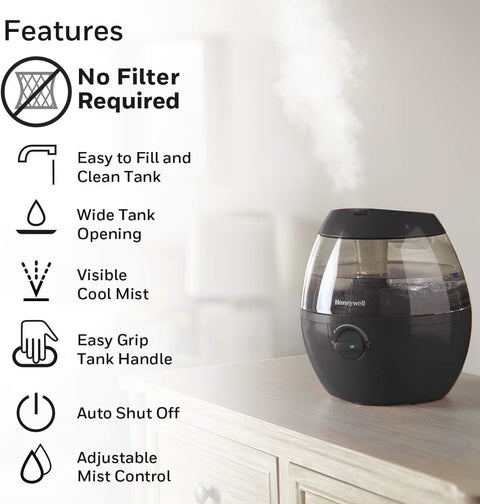 Honeywell HUL520B Mistmate Cool Mist Humidifier Black With Easy Fill Tank & Auto Shut - Off, For Small Room, Bedroom, Baby Room, Office - with Black | Sold by Uncle Wiener's Wholesale