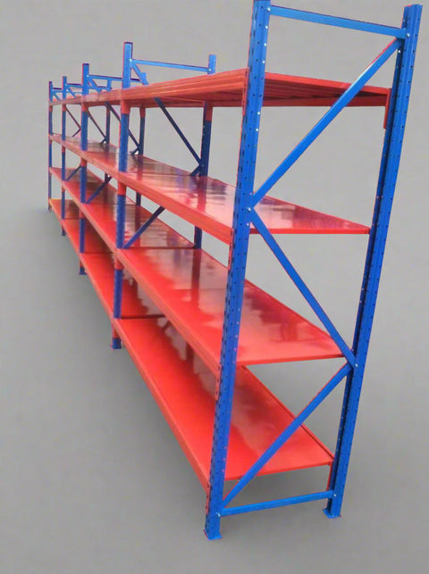 IDR500 Boltless Racking with Orange Shelves
Blue & Red Heavy-Duty Shelving Unit
IDR700 Industrial Steel Storage System
Adjustable Warehouse Racking Beam Set
Upright Frame for Commercial Racking – IDR300
