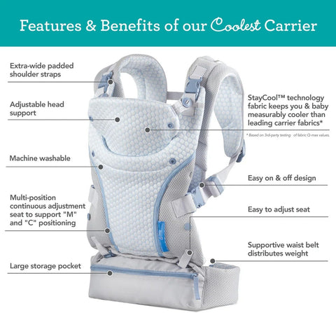 Infantino StayCool 4 - in - 1 Convertible Carrier, Ergonomic Design for Infant and Toddlers, 8 - 40lbs with Storage Pocket, White, used - with | Sold by Uncle Wiener's Wholesale