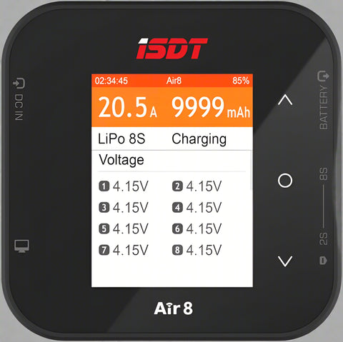 ISDT Air8 Smart Battery Charger – 500W 20A Output for 1–8S LiPo and Li-Ion Packs