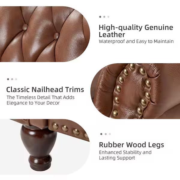 JAYDEN CREATION Isabel Camel Genuine Leather Recliner with Tufted Back and Rolled Arms – Manual Reclining Accent Chair - with | Sold by Uncle Wiener's Wholesale