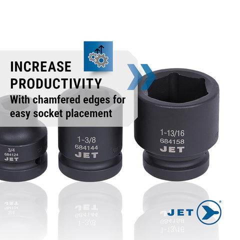 JET 1 Inch Drive Impact Socket Set - SAE 6 Point Standard Sockets with Torque Drive - 18 Pieces - with | Sold by Uncle Wiener's Wholesale