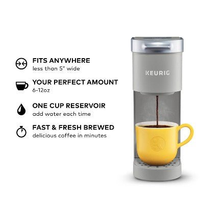 Keurig K - Mini Single - Serve K - Cup Pod Coffee Maker - Gray: Compact, 12 oz Capacity, Automatic Shut - Off, Cord Storage - with Dimensions (Overall): 12.1 Inches (H) x 4.5 Inches (W) x 11.3 Inches (D) | Sold by Uncle Wiener's Wholesale