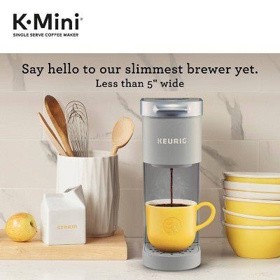 Keurig K - Mini Single - Serve K - Cup Pod Coffee Maker - Gray: Compact, 12 oz Capacity, Automatic Shut - Off, Cord Storage - with Dimensions (Overall): 12.1 Inches (H) x 4.5 Inches (W) x 11.3 Inches (D) | Sold by Uncle Wiener's Wholesale