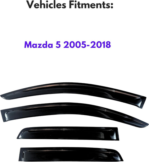 KPY Window Visor Compatible with Mazda 5 2005 - 2018, 4PC Rain Guard Side Window Vent Deflectors Tape - On Style, 2005 2006 2007 2008 2009 2010 2011 2012 2013 2014 2015 2016 2017 2018 - with | Sold by Uncle Wiener's Wholesale