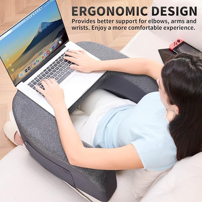 Large Memory Foam Reading Pillow & Laptop Lap Desk – H-Shaped Arm Rest Gaming Pillow with Removable Cover - Home products with | Sold by Uncle Wiener's Wholesale