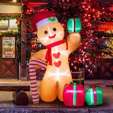 LED Christmas Yard Inflatables – Outdoor Holiday Decoration Blow - Ups - Christmas Inflatable Yard Decorations (LED, Outdoor Use) with 8 FT Inflatable Gingerbread Man with LED Lights | Sold by Uncle Wiener's Wholesale