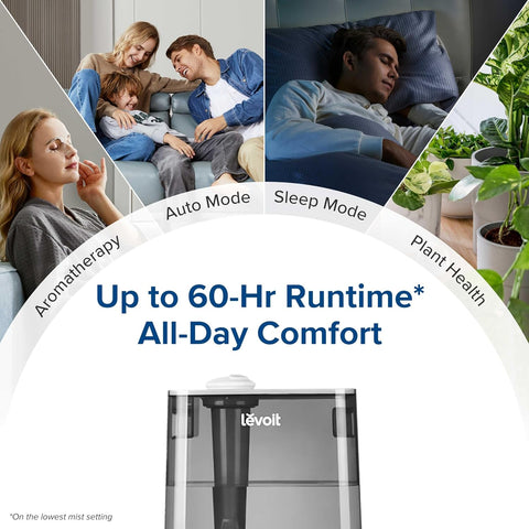 LEVOIT Smart Humidifiers for Bedroom Large Room Home,(6L) Cool Mist Top Fill Essential Oil Diffuser for Baby & Plants,Smart App & Voice Control, Rapid Humidification & Auto Mode - Quiet Sleep Mode, Gray - with Gray | Sold by Uncle Wiener's Wholesale