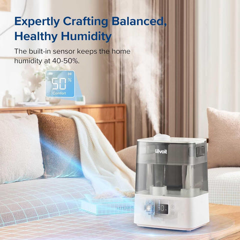 LEVOIT Smart Humidifiers for Bedroom Large Room Home,(6L) Cool Mist Top Fill Essential Oil Diffuser for Baby & Plants,Smart App & Voice Control, Rapid Humidification & Auto Mode - Quiet Sleep Mode, Gray - with Gray | Sold by Uncle Wiener's Wholesale