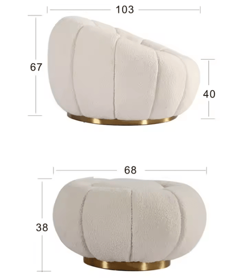 Luxury White Velvet Lounge Chair with Matching Ottoman – Gold Base, Modern Accent Seating Set 2505051 - with | Sold by Uncle Wiener's Wholesale