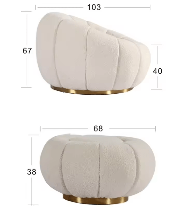 Luxury White Velvet Lounge Chair with Matching Ottoman – Gold Base, Modern Accent Seating Set 2505051 - with | Sold by Uncle Wiener's Wholesale