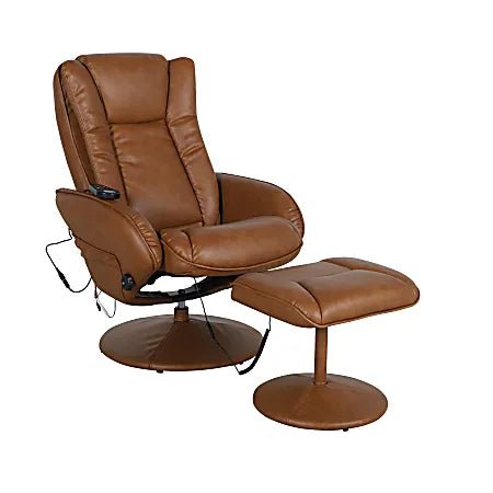 Massage Recliner Chair with Ottoman – Heat & Swivel Base – Black or Brown – UH8415 Series - with Brown | Sold by Uncle Wiener's Wholesale