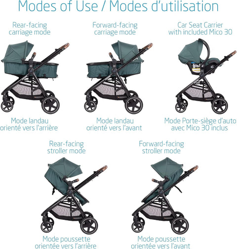 Maxi Cosi Zelia Max 5 - in - 1 Modular Travel System, Carraige Mode, Reversible Toddler seat, Use from Birth, Mico Infant car seat (Included), Dark Grey - with | Sold by Uncle Wiener's Wholesale