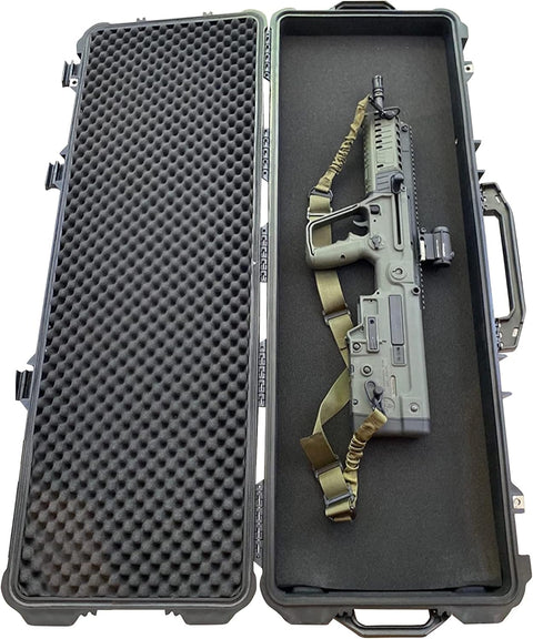 MEIJIA Portable Rolling Waterproof All Weather Hard Rifle Case,Gun case with Wheels,Customizable Fit Foam Included,Fit for Rifle,Guns,Shotguns, Airsoft Gun - with 38.34"x17.87"x6.22" | Sold by Uncle Wiener's Wholesale
