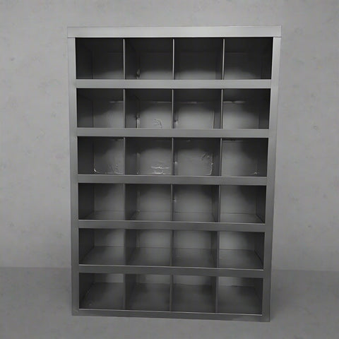 Steel bolt bin cabinet with 96 compartments – black
Red bolt organizer cabinet – front view
Side-by-side metal bin cabinets for hardware storage
Open hardware parts bins mounted on workshop wall
Heavy-duty steel bin rack for bolts and fasteners