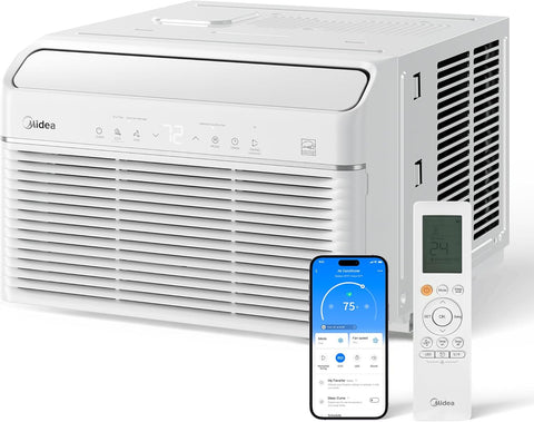 Midea 12,000 BTU Smart Inverter Air Conditioner Window Unit with Heat and Dehumidifier – Cools up to 550 Sq. Ft., Energy Star Rated, Quiet Operation, Electronic Controls, Remote Control, White - with White | Sold by Uncle Wiener's Wholesale