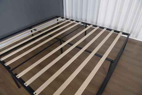 MODERN 10" METAL PLATFORM BED FRAME WITH WOOD SLATS | LOW - PROFILE, HEAVY - DUTY BED BASE – ALL SIZES AVAILABLE - with TWIN | Sold by Uncle Wiener's Wholesale