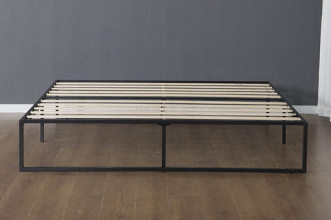 MODERN 10" METAL PLATFORM BED FRAME WITH WOOD SLATS | LOW - PROFILE, HEAVY - DUTY BED BASE – ALL SIZES AVAILABLE - with QUEEN | Sold by Uncle Wiener's Wholesale