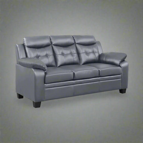“Black leatherette 3-piece sofa set in modern living room”
“Gray leatherette sofa with tufted backrest and armrests”
“1-seater armchair in black leatherette with plush cushion”
“3-seater tufted leatherette couch in gray finish”
“Modern 3-piece sofa set including sofa, loveseat, and armchair”