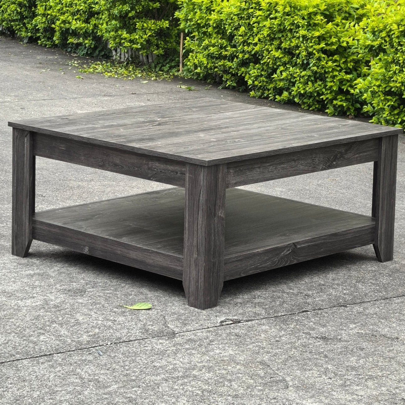 Modern & Rustic Oak Coffee Table Collection – Dark Gray Oak or Knotty Oak Storage Center Table for Living Room | TLC252 Series - with Dark Gray Oak | Sold by Uncle Wiener's Wholesale