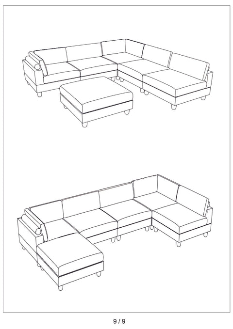 Modular 10ft Wide Corduroy Sofa – Modern Room Furniture with Plush Texture - with Dark Gray | Sold by Uncle Wiener's Wholesale